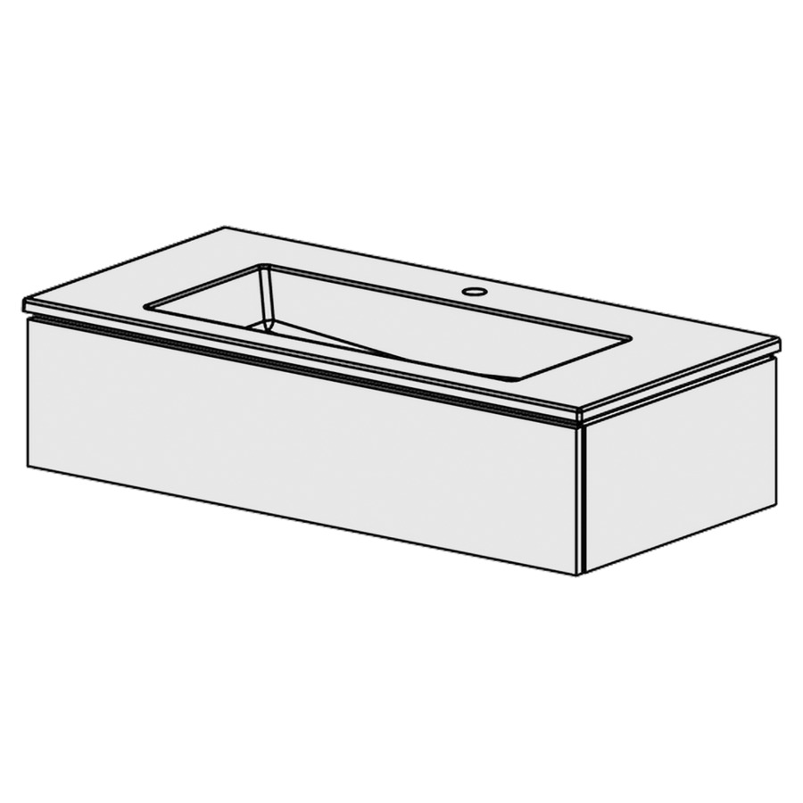 Combinaison de meuble Glano Ceram Cube
106 x 26.5 x 51.5 cm
avec lavabo en céramique
1 lave-mains avec trop-plein
élément de tiroir 1&nbsp;tiroir