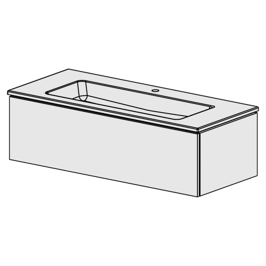 Combinaison de meuble Glano Ceram Cube
121 x 26.5 x 51.5 cm
avec lavabo en céramique
1 lave-mains avec trop-plein
élément de tiroir 1&nbsp;tiroir
