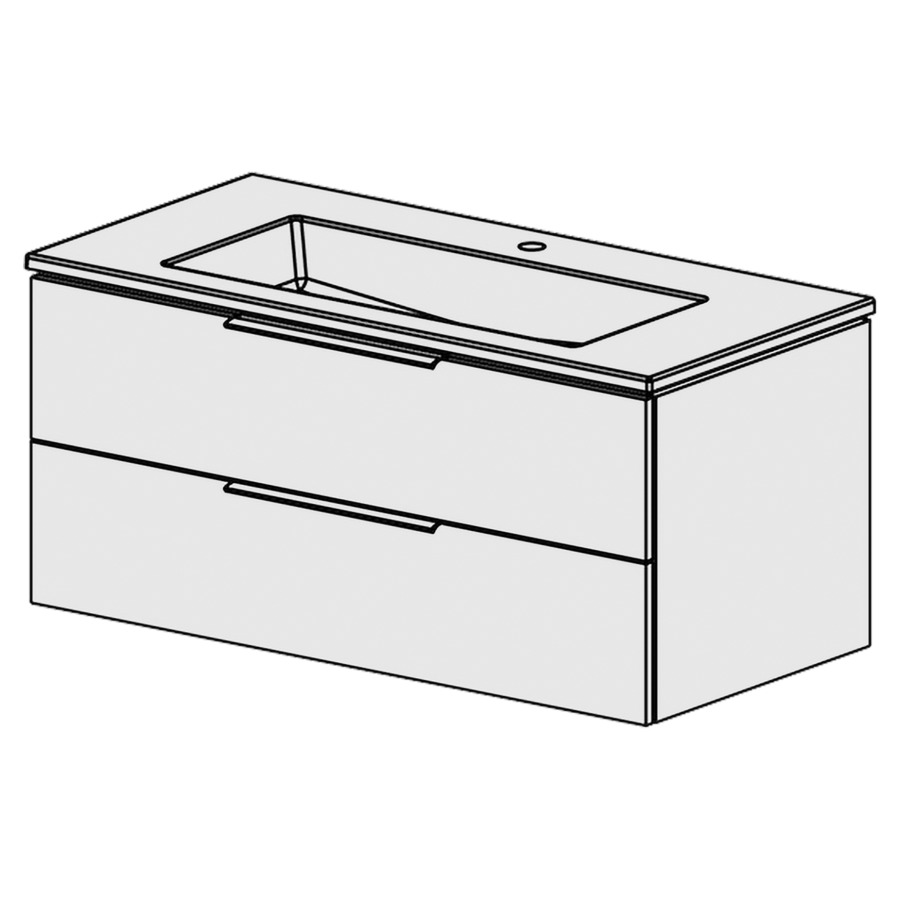 Combinaison de meuble Glano Ceram Cube
106 x 49.2 x 51.5 cm
avec lavabo en céramique
1 lave-mains au milieu avec trop-plein
élément de tiroir 2&nbsp;tiroirs
tiroirs avec Blumotion