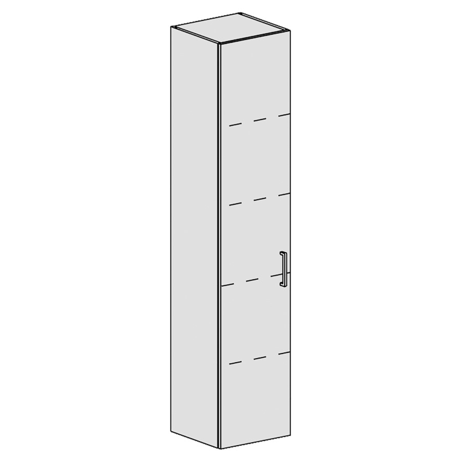 Armoire haute Spacio 
35 x 168 x 33.2 cm
armoire de tablette 1&nbsp;porte
porte charnière à gauche
4&nbsp;tablettes réglable
porte avec Blumotion