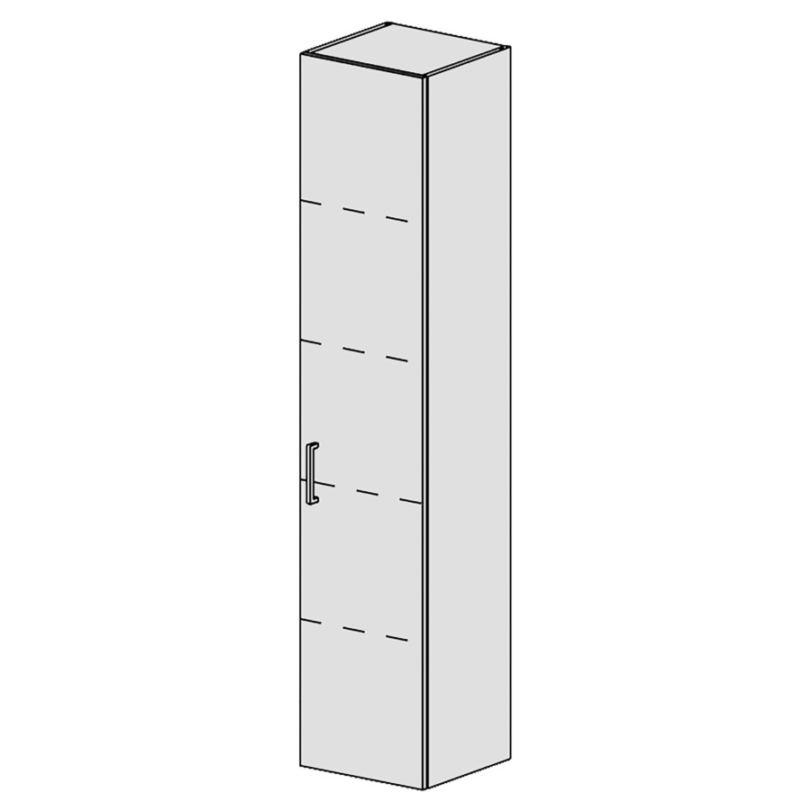 Armoire haute Spacio 
35 x 168 x 33.2 cm
armoire de tablette 1&nbsp;porte
porte charnière à droite
4&nbsp;tablettes réglable
porte avec Blumotion