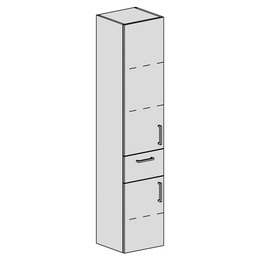 Armoire haute Spacio 
35 x 168 x 33.2 cm
élément de tiroir et armoire de tablette
2&nbsp;portes  charnière à gauche
3&nbsp;tablettes réglable
1&nbsp;tiroir au millieu
portes et tiroir avec Blumotion