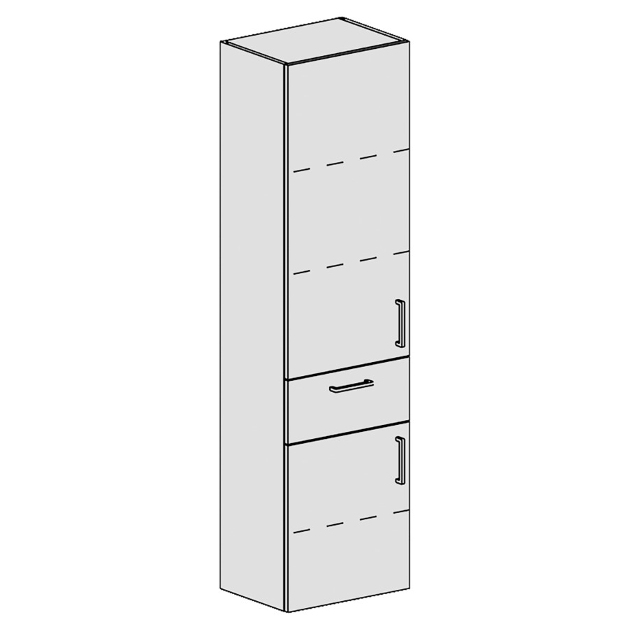 Armoire haute Spacio 
45 x 168 x 33.2 cm
élément de tiroir et armoire de tablette
2&nbsp;portes  charnière à gauche
3&nbsp;tablettes réglable
1&nbsp;tiroir au millieu
portes et tiroir avec Blumotion