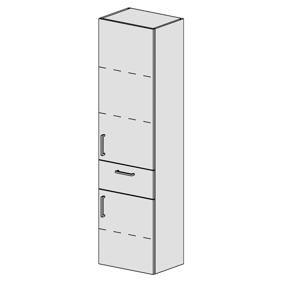 Armoire haute Spacio 
45 x 168 x 33.2 cm
élément de tiroir et armoire de tablette 
2&nbsp;portes charnière à droite
3&nbsp;tablettes réglable
1&nbsp;tiroir au millieu
portes et tiroir avec Blumotion