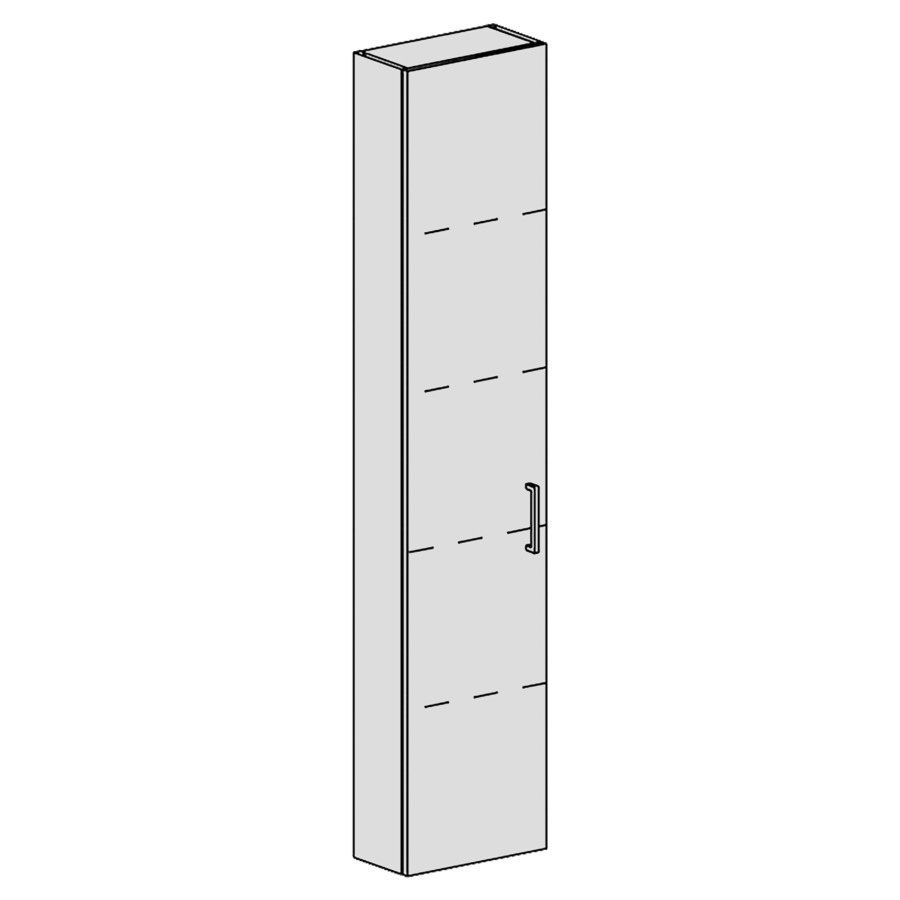 Armoire haute Spacio 
35 x 168 x 17.8 cm
armoire de tablette 1&nbsp;porte
porte charnière à gauche
4&nbsp;tablettes réglable
porte avec Blumotion