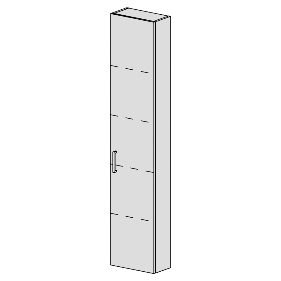 Armoire haute Spacio 
35 x 168 x 17.8 cm
armoire de tablette 1&nbsp;porte
porte charnière à droite
4&nbsp;tablettes réglable
porte avec Blumotion