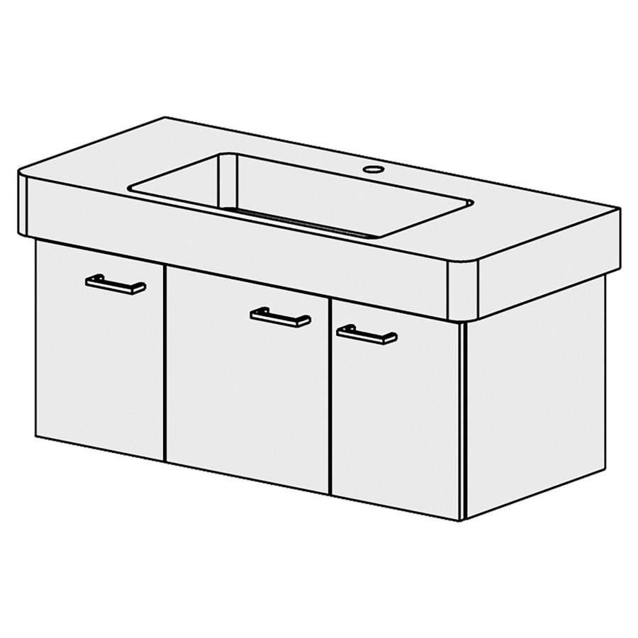 Élément inférieur  Pro Slim
98 x 39 x 44.8 cm
2&nbsp;armoires de tablette 3&nbsp;portes
porte gauche charnière à gauche
portes avec Blumotion