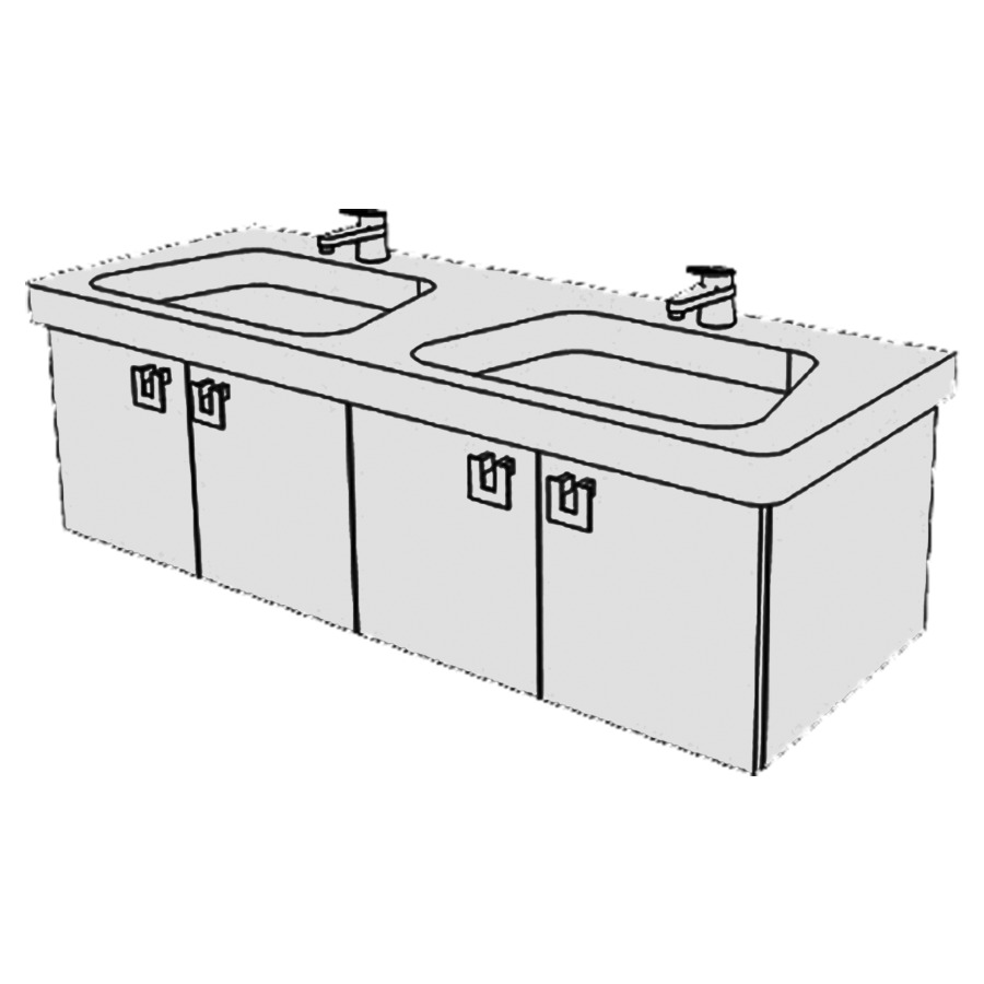 Élément inférieur  Moderna Plus Slim
125 x 39 x 45.8 cm
2&nbsp;armoires de tablette 2&nbsp;portes chacune
portes avec Blumotion