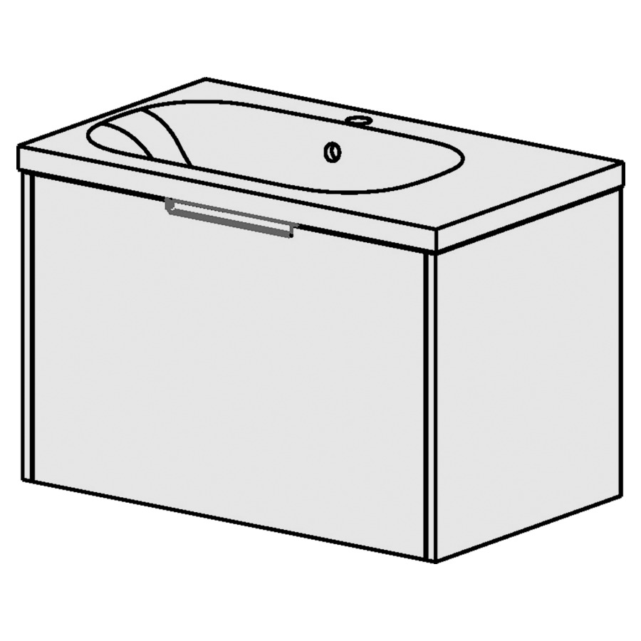 Élément inférieur  Procasa Tre 23
75 x 47.5 x 45 cm
élément de tiroir 1&nbsp;tiroir
pour table en céramique blanc Tre
avec lavabo à gauche