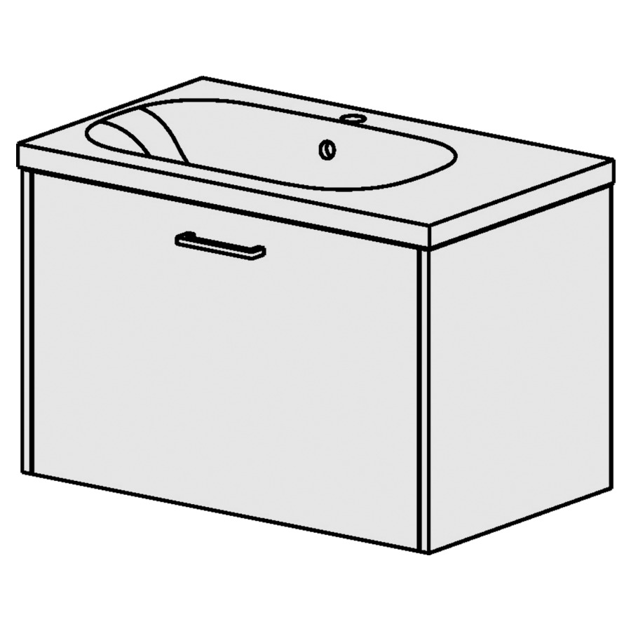 Élément inférieur  Procasa Tre
75 x 47.5 x 45 cm
élément de tiroir 1&nbsp;tiroir
pour table en céramique blanc Tre
avec lavabo à gauche