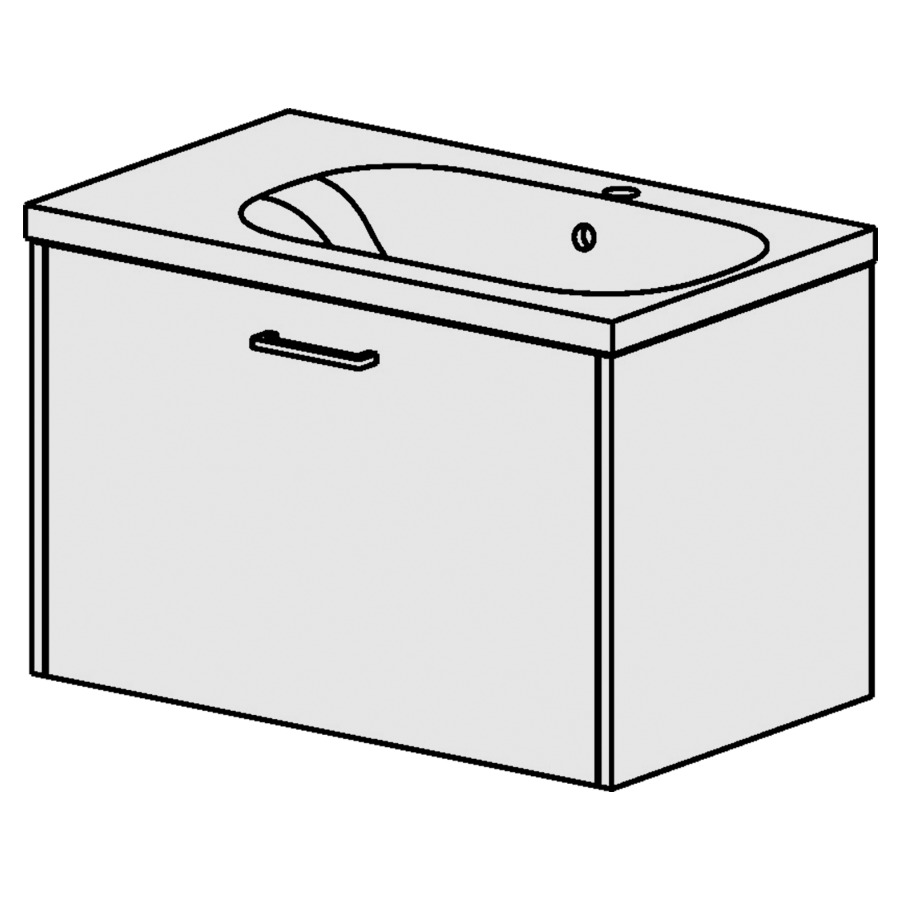 Élément inférieur  Procasa Tre
75 x 47.5 x 45 cm
élément de tiroir 1&nbsp;tiroir
pour table en céramique blanc Tre
avec lavabo à droite