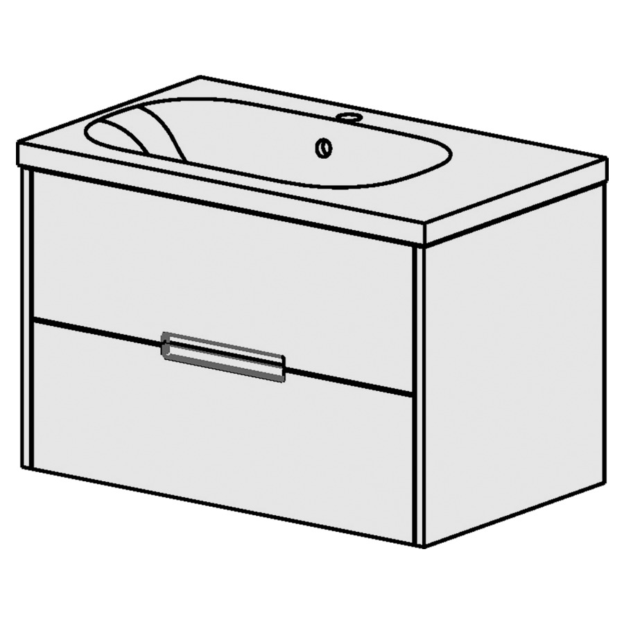 Élément inférieur  Procasa Tre 23
75 x 47.5 x 45 cm
élément de tiroir 2&nbsp;tiroirs
pour table en céramique blanc Tre
avec lavabo à gauche