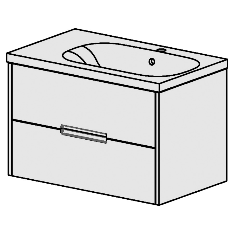 Élément inférieur  Procasa Tre
75 x 47.5 x 45 cm
élément de tiroir 2&nbsp;tiroirs
pour table en céramique blanc Tre
avec lavabo à droite