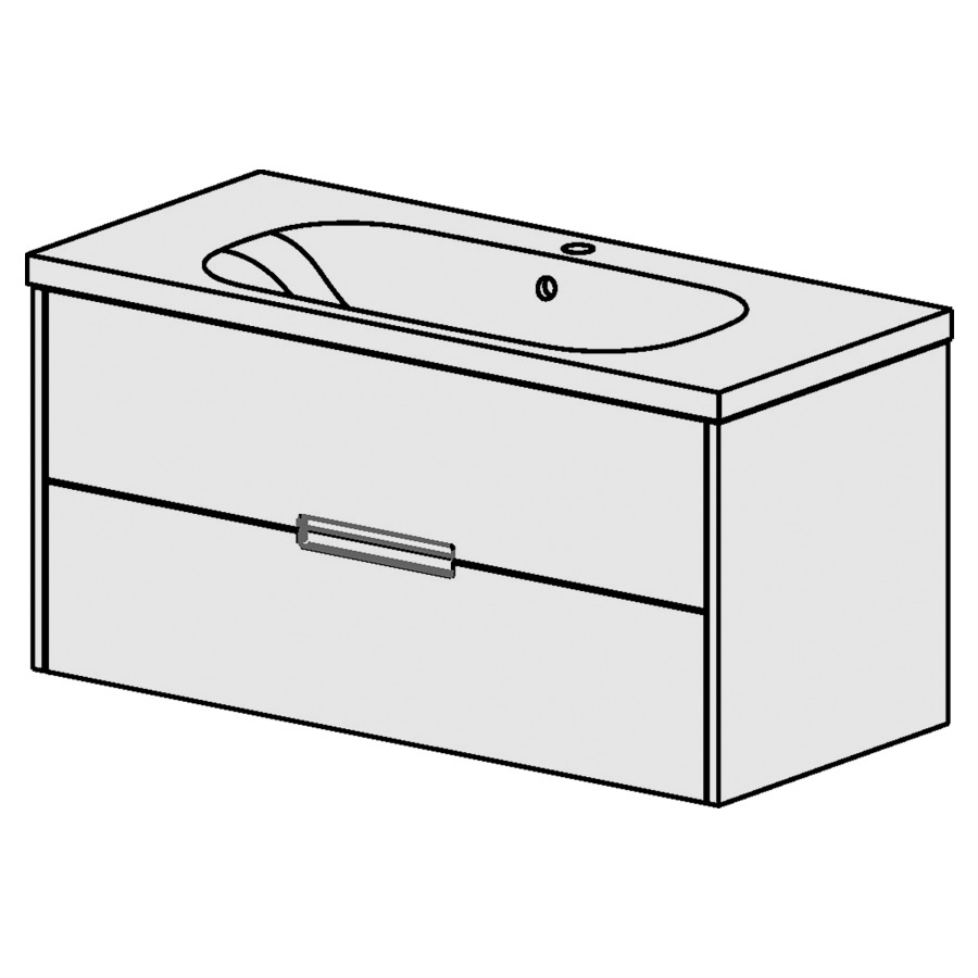 Élément inférieur  Procasa Tre 23
100 x 47.5 x 45 cm
élément de tiroir 2&nbsp;tiroirs
pour table en céramique blanc Tre
avec 1 lavabo