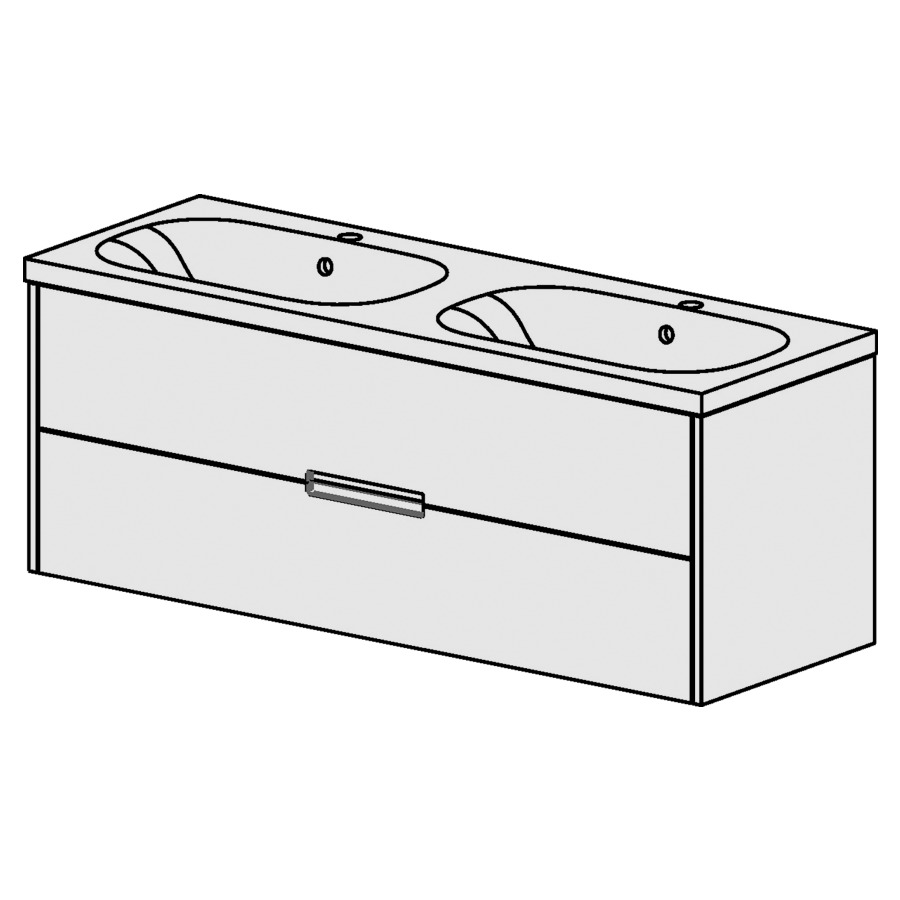 Élément inférieur  Procasa Tre 23
130 x 47.5 x 45 cm
élément de tiroir 2&nbsp;tiroirs
pour table en céramique blanc Tre
avec 2 lavabos