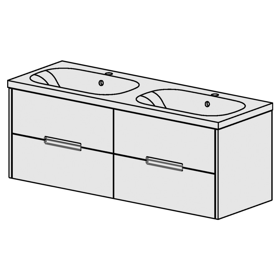 Élément inférieur  Procasa Tre 23
130 x 47.5 x 45 cm
2&nbsp;éléments de tiroir 2&nbsp;tiroirs chacune
pour table en céramique blanc Tre
avec 2 lavabos