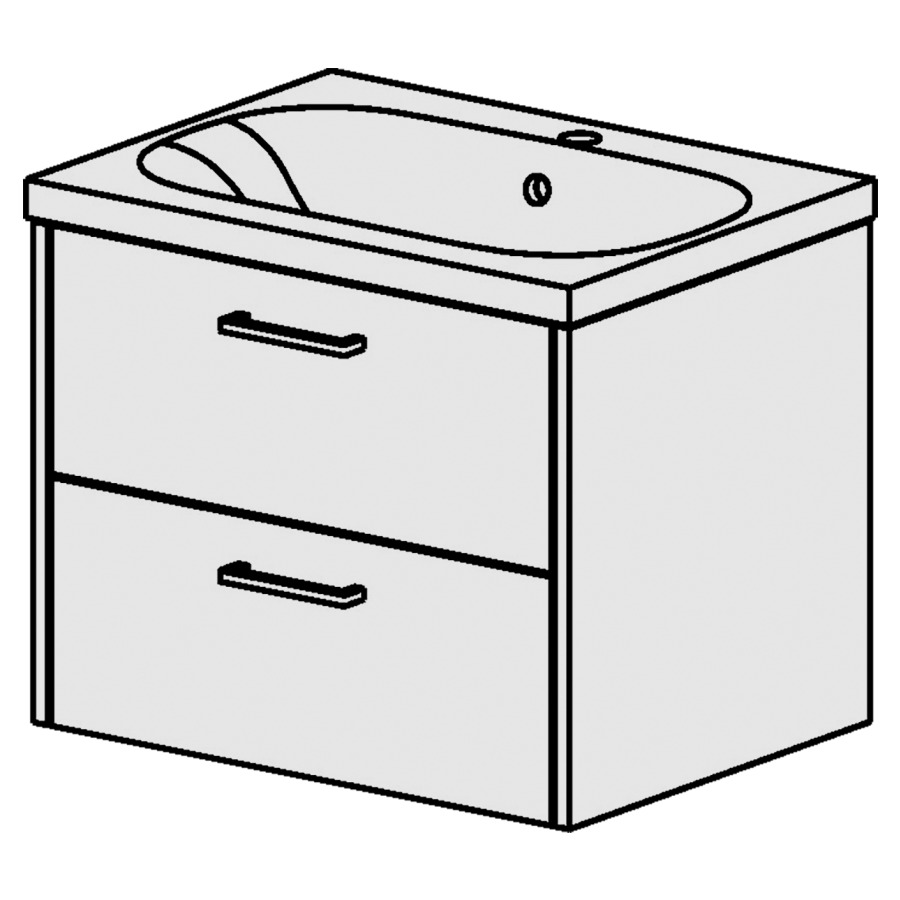 Élément inférieur  Procasa Tre 23
60 x 47.5 x 45 cm
élément de tiroir 2&nbsp;tiroirs
pour table en céramique blanc Tre
avec 1 lavabo