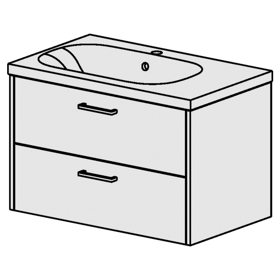 Élément inférieur  Procasa Tre 23
75 x 47.5 x 45 cm
élément de tiroir 2&nbsp;tiroirs
pour table en céramique blanc Tre
avec lavabo à gauche