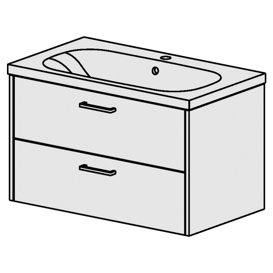 Élément inférieur  Procasa Tre 23
80 x 47.5 x 45 cm
élément de tiroir 2&nbsp;tiroirs
pour table en céramique blanc Tre
avec 1 lavabo