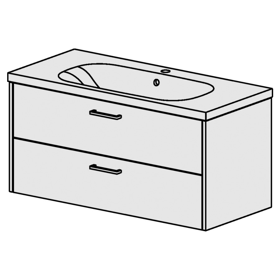 Élément inférieur  Procasa Tre 23
100 x 47.5 x 45 cm
élément de tiroir 2&nbsp;tiroirs
pour table en céramique blanc Tre
avec 1 lavabo