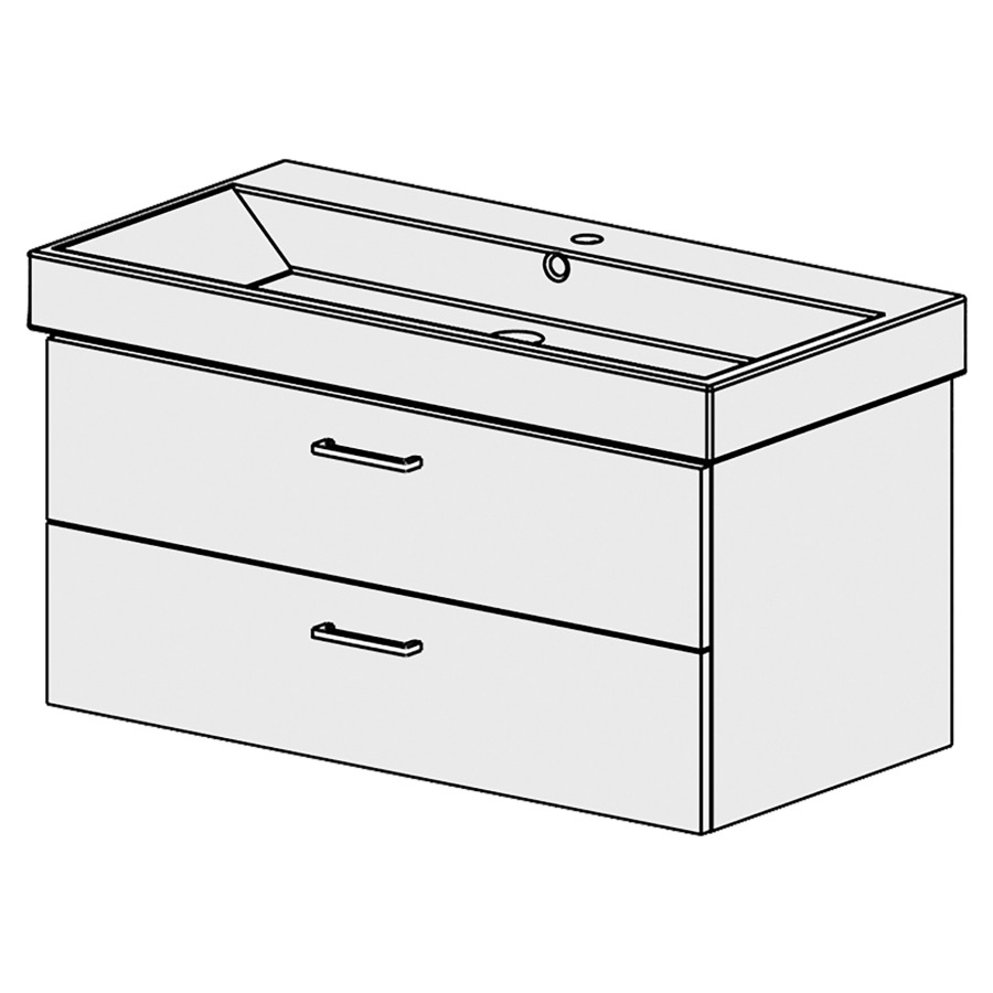 Élément inférieur  Zero Comfort
96 x 46 x 48.8 cm
élément de tiroir 2&nbsp;tiroirs
tiroirs avec Blumotion
pour siphon à encombrement réduit 
et manchon à emboîter 32 mm