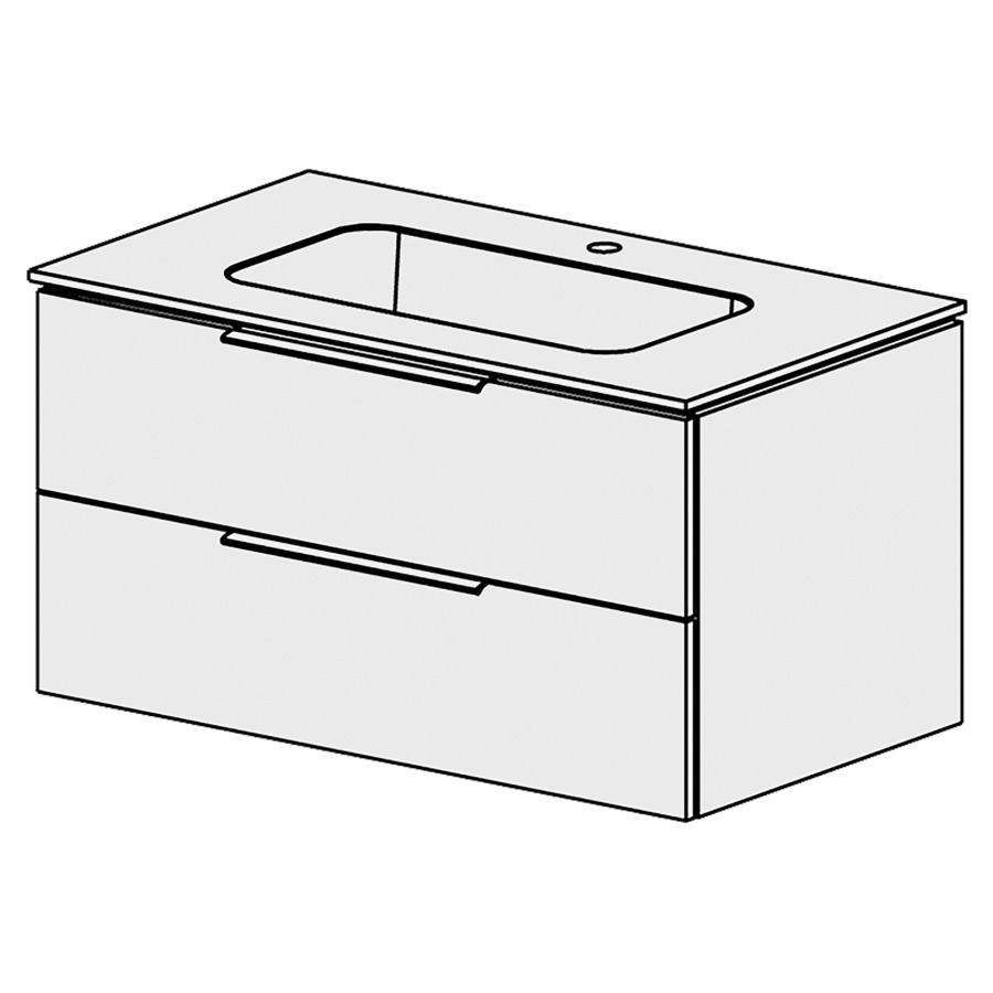 Élément inférieur  Glano Mineral
91 x 47.5 x 51.5 cm
recouvrement Fonte minérale blanc mat
avec lavabo au milieu
élément de tiroir 2&nbsp;tiroirs
tiroirs avec Blumotion
pour siphon à encombrement réduit 
et manchon à emboîter 32 mm