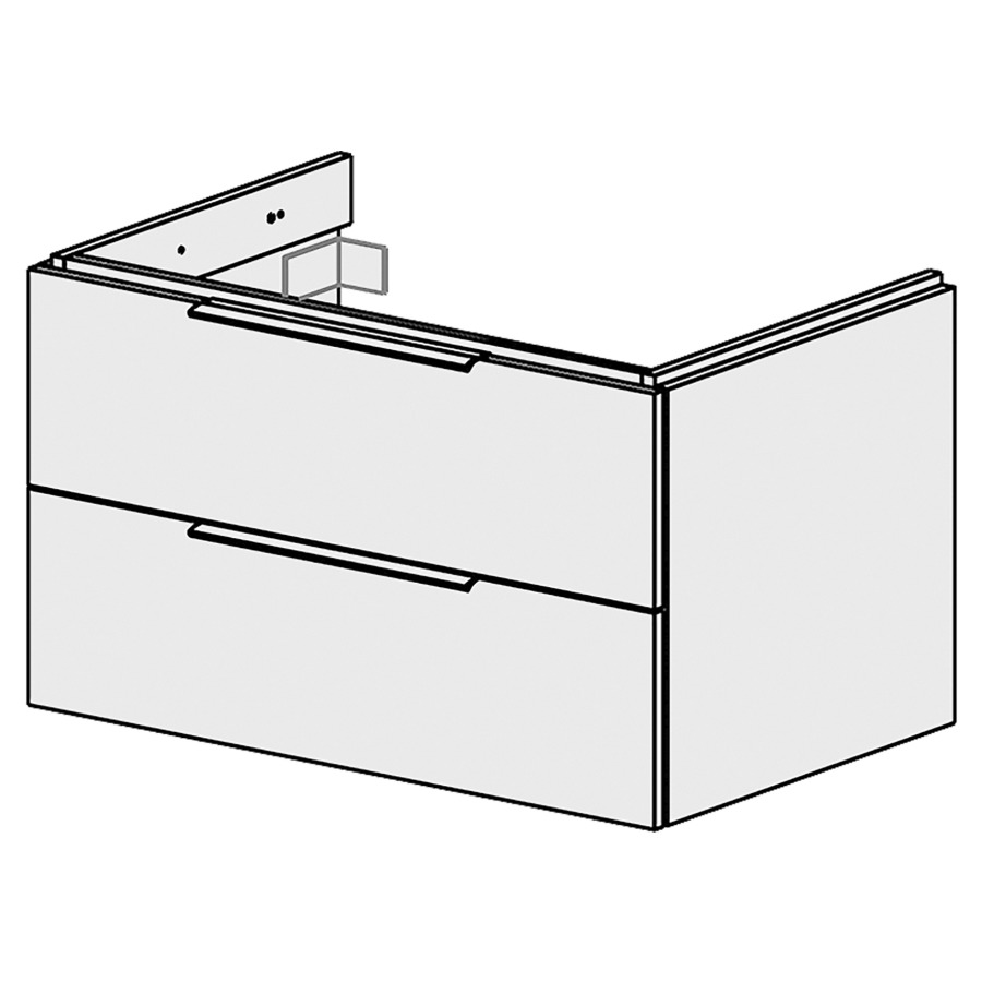 Élément inférieur  Glano Top
80 x 46 x 50.7 cm
pour lavabo au milieu
élément de tiroir 2&nbsp;tiroirs
tiroirs avec Blumotion
pour siphon à encombrement réduit 
et manchon à emboîter 32 mm