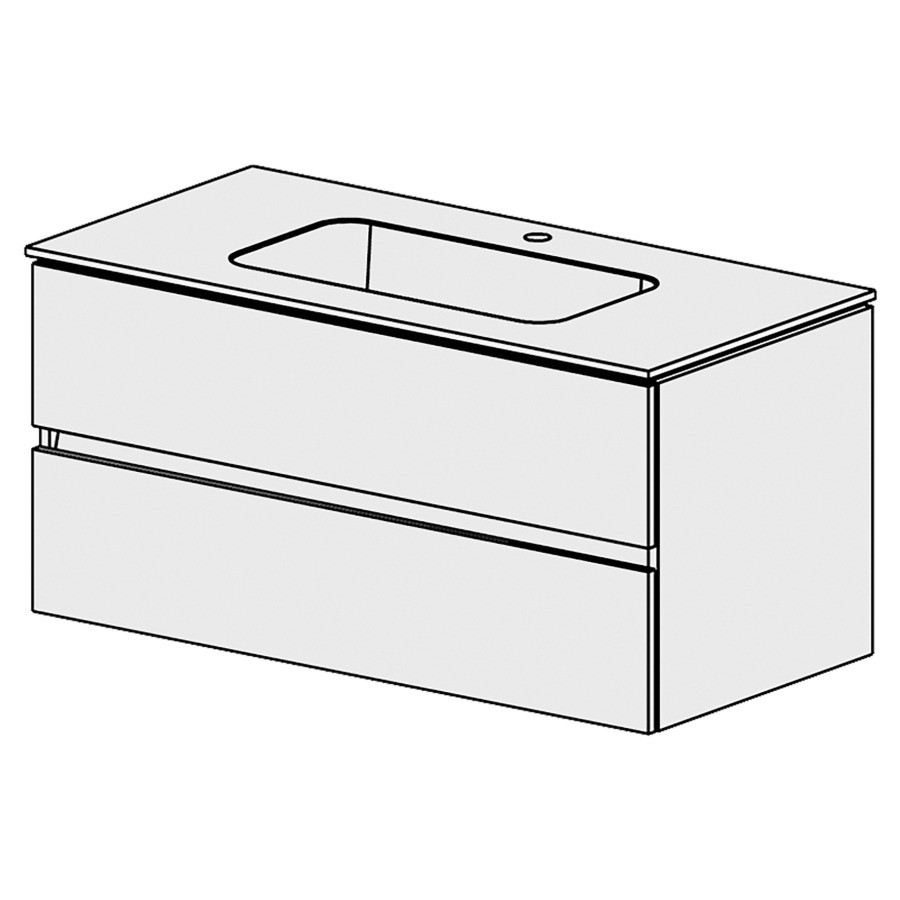 Élément inférieur  Glano Mineral
106 x 50.5 x 51.5 cm
recouvrement Fonte minérale blanc mat
avec lavabo au milieu
élément de tiroir 2&nbsp;tiroirs
tiroirs avec Blumotion
pour siphon à encombrement réduit 
et manchon à emboîter 32 mm