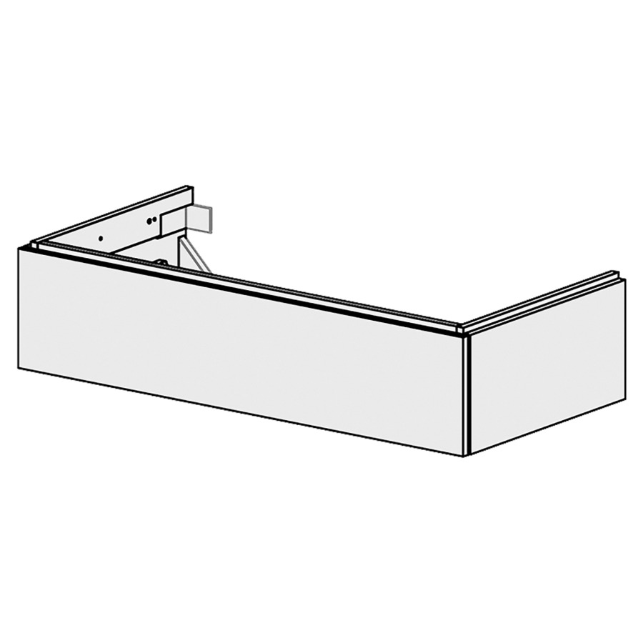 Élément inférieur  Glano Top
105 x 23.3 x 50.7 cm
pour lavabo à gauche
élément de tiroir 1&nbsp;tiroir
tiroir avec Blumotion
pour siphon à encombrement réduit 
et manchon à emboîter 32 mm