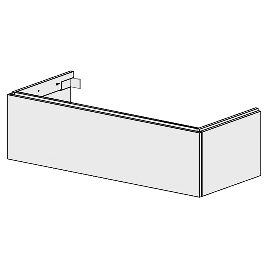 Élément inférieur  Glano Top
121 x 23.3 x 50.7 cm
pour lavabo à gauche
élément de tiroir 1&nbsp;tiroir
tiroir avec Blumotion
pour siphon à encombrement réduit 
et manchon à emboîter 32 mm