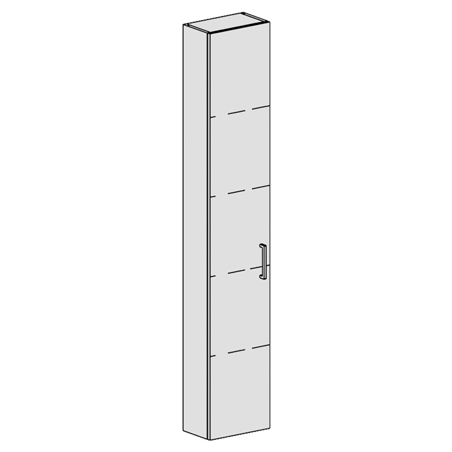 Armoire haute Spacio 
30 x 168 x 17.8 cm
armoire de tablette 1&nbsp;porte
porte charnière à gauche
4&nbsp;tablettes réglable
porte avec Blumotion