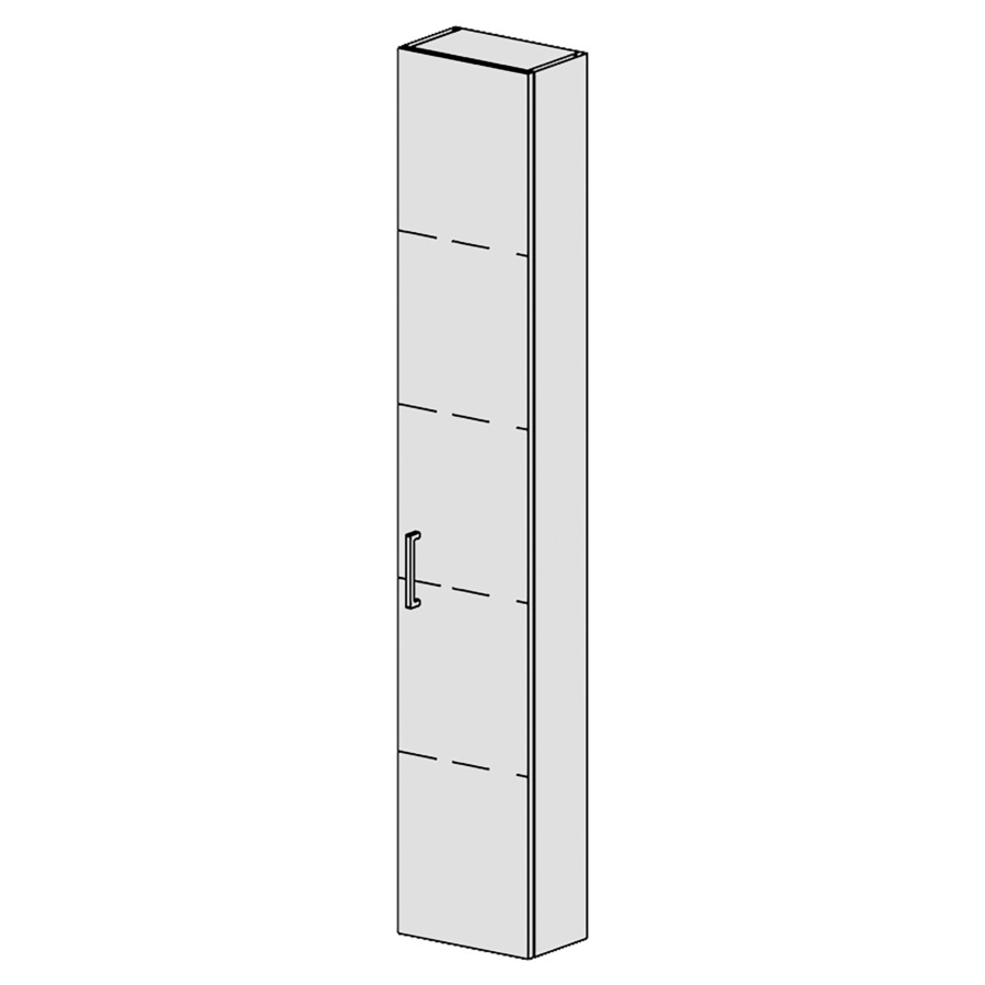 Armoire haute Spacio 
30 x 168 x 17.8 cm
armoire de tablette 1&nbsp;porte
porte charnière à droite
4&nbsp;tablettes réglable
porte avec Blumotion