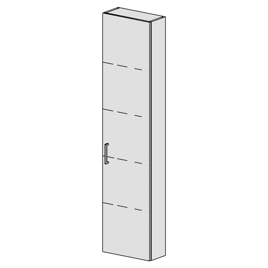 Armoire haute Spacio 
40 x 168 x 18 cm
armoire de tablette 1&nbsp;porte
porte charnière à droite
4&nbsp;tablettes réglable
porte avec Blumotion