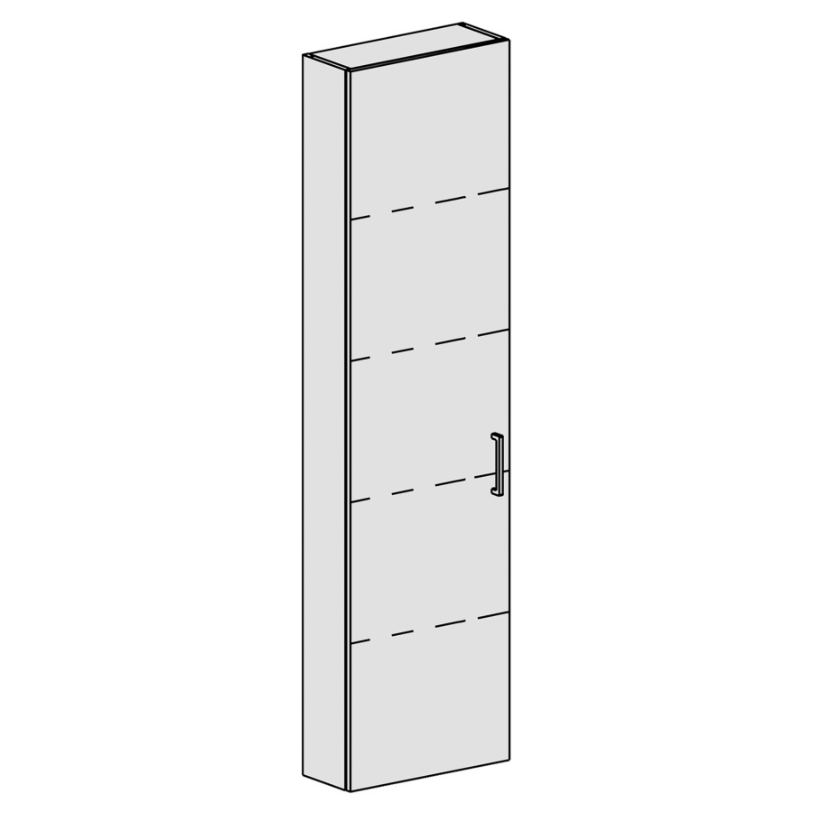 Armoire haute Spacio 
45 x 168 x 17.8 cm
armoire de tablette 1&nbsp;porte
porte charnière à gauche
4&nbsp;tablettes réglable
porte avec Blumotion