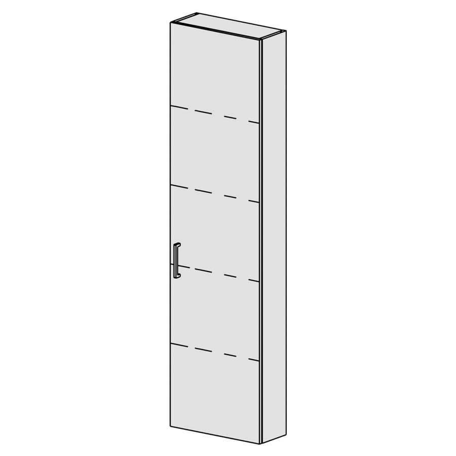 Armoire haute Spacio 
45 x 168 x 18 cm
armoire de tablette 1&nbsp;porte
porte charnière à droite
4&nbsp;tablettes réglable
porte avec Blumotion