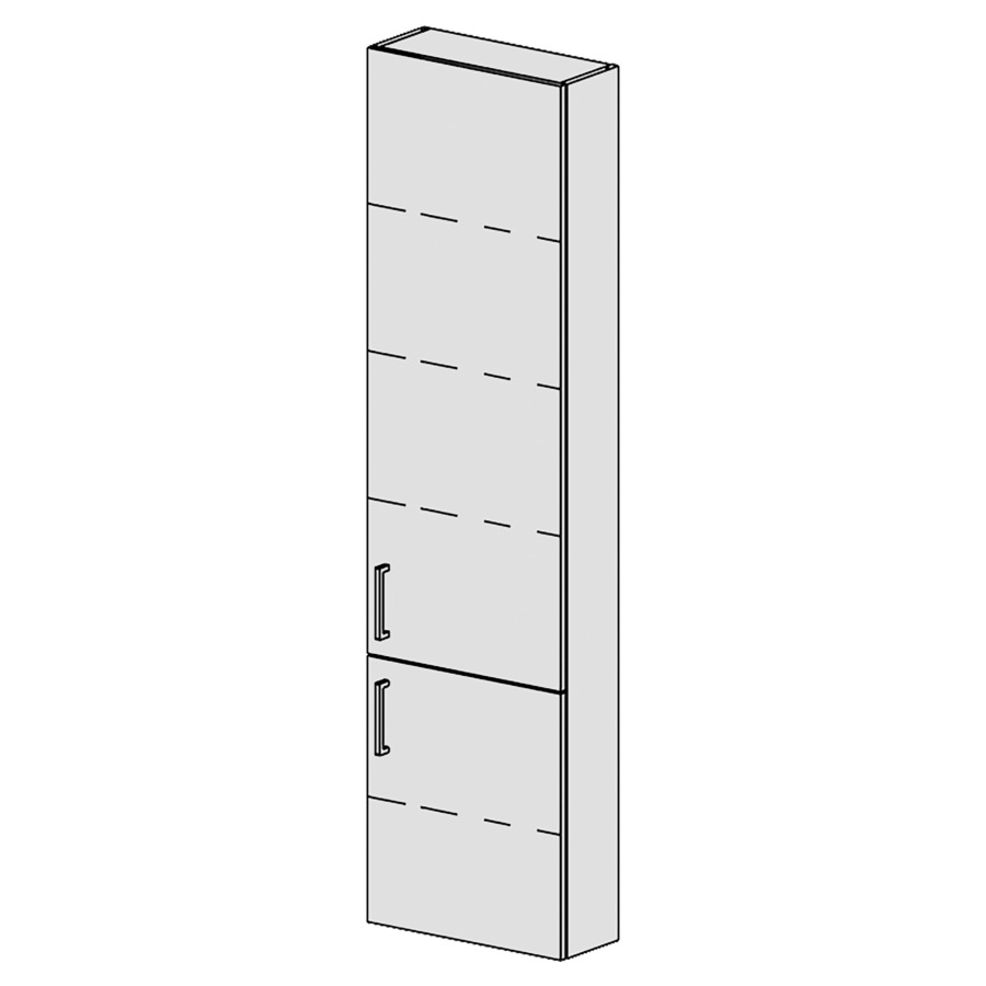 Armoire haute Spacio 
45 x 168 x 17.8 cm
armoire de tablette 2&nbsp;portes
portes charnière à droite
4&nbsp;tablettes réglable
portes avec Blumotion
