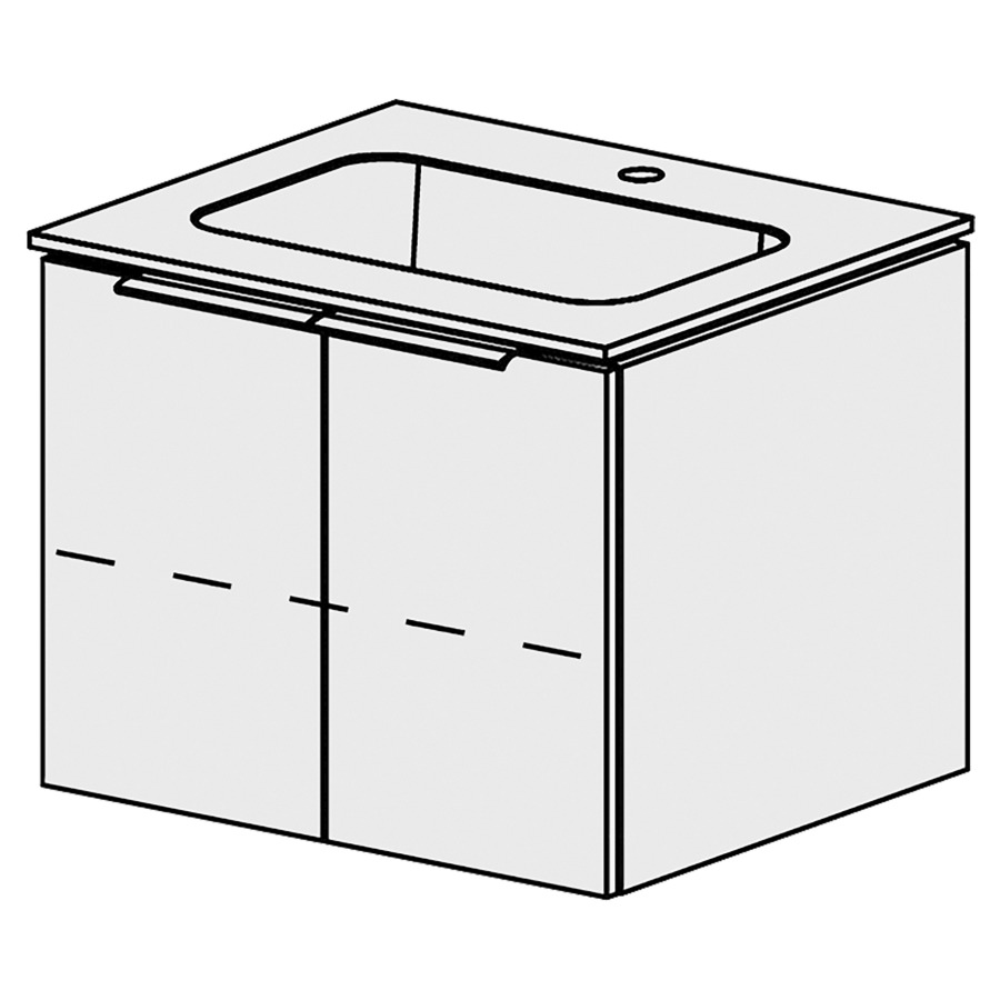 Élément inférieur  Glano Mineral 
61 x 57.5 x 51.5 cm
recouvrement Fonte minérale blanc mat
avec lavabo au milieu
armoire de tablette 2&nbsp;portes
1&nbsp;tablette réglable
portes avec Blumotion