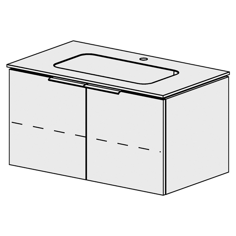 Élément inférieur  Glano Mineral 
91 x 57.5 x 51.5 cm
recouvrement Fonte minérale blanc mat
avec lavabo au milieu
armoire de tablette 2&nbsp;portes
1&nbsp;tablette réglable
portes avec Blumotion