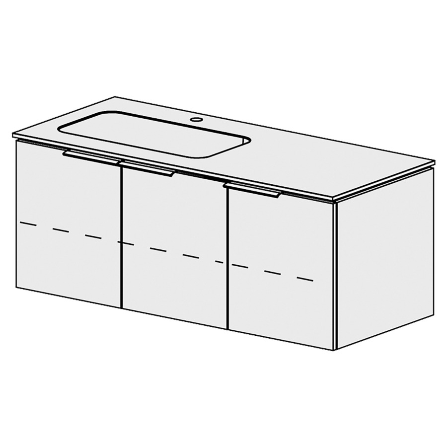 Élément inférieur  Glano Mineral 
121 x 57.5 x 51.5 cm
recouvrement Fonte minérale blanc mat
avec lavabo à gauche
2&nbsp;armoires de tablette 3&nbsp;portes
porte à droite charnière à droite
2&nbsp;tablettes réglable
portes avec Blumotion