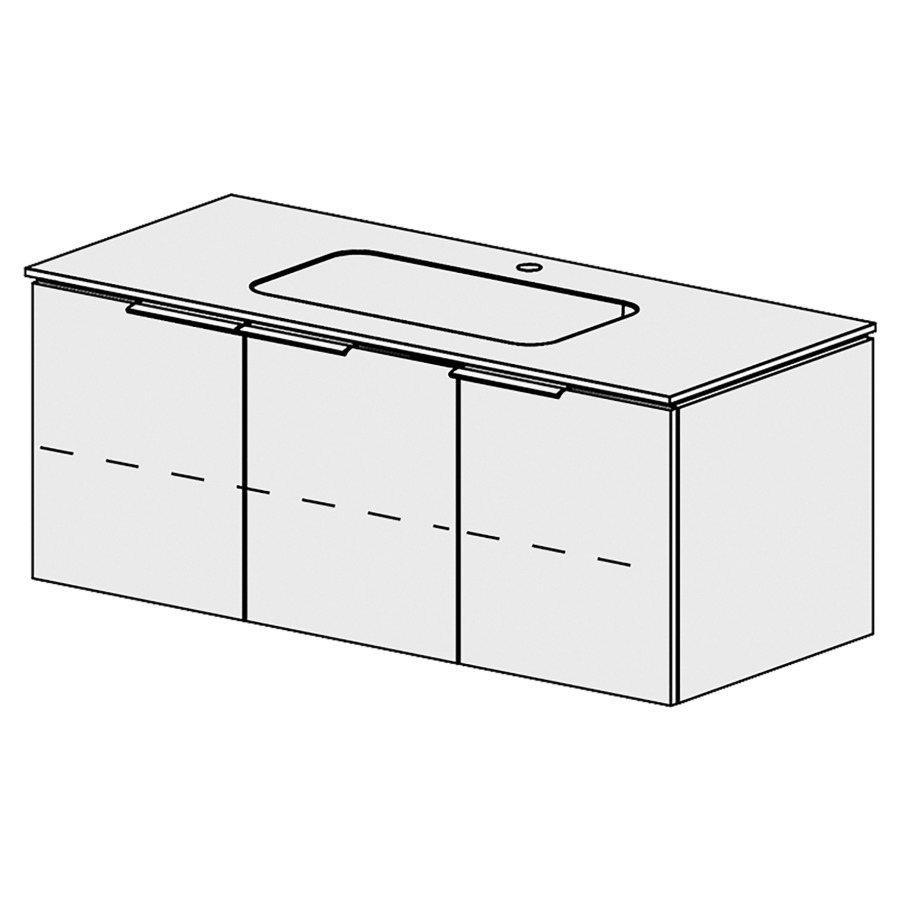 Élément inférieur  Glano Mineral 
121 x 57.5 x 51.5 cm
recouvrement Fonte minérale blanc mat
avec lavabo au milieu
2&nbsp;armoires de tablette 3&nbsp;portes
porte à droite charnière à droite
2&nbsp;tablettes réglable
portes avec Blumotion