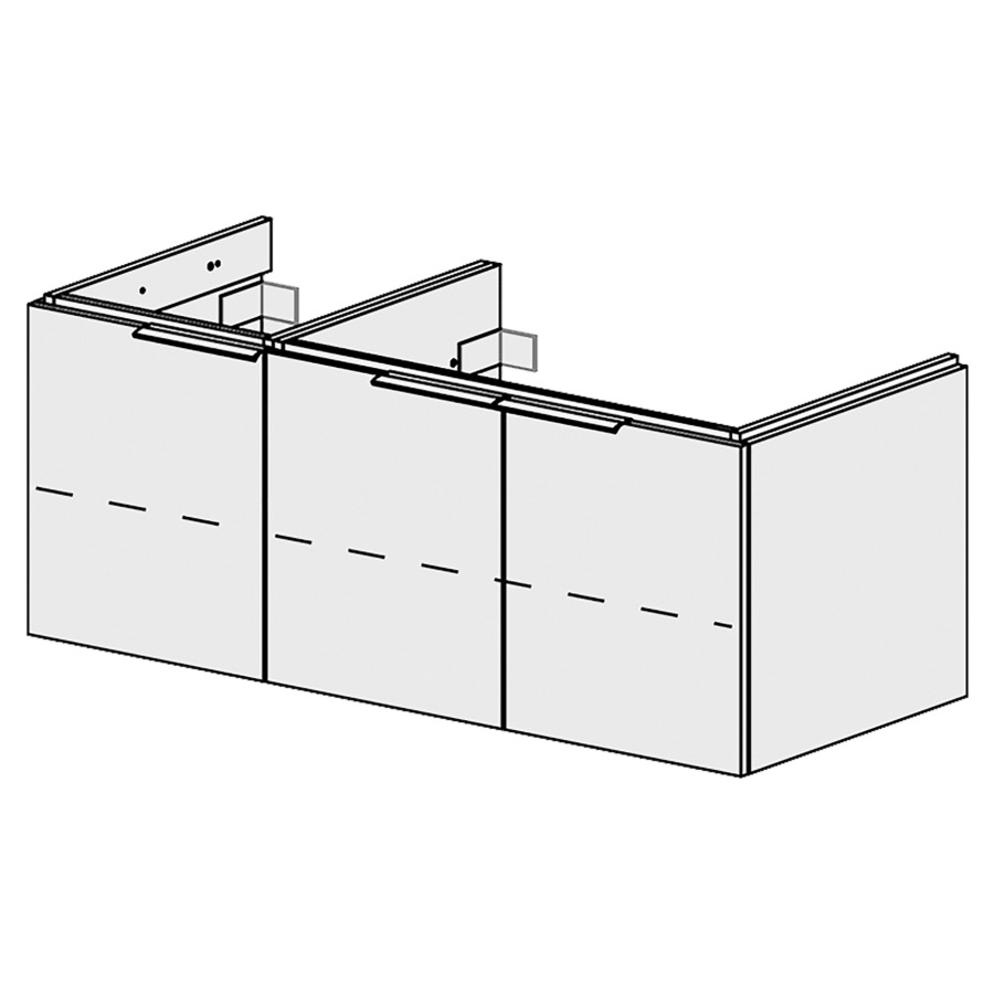 Élément inférieur  Glano Top
120 x 46 x 50.7 cm
2&nbsp;armoires de tablette 3&nbsp;portes
porte gauche charnière à gauche
1&nbsp;tablette réglable
portes avec Blumotion
