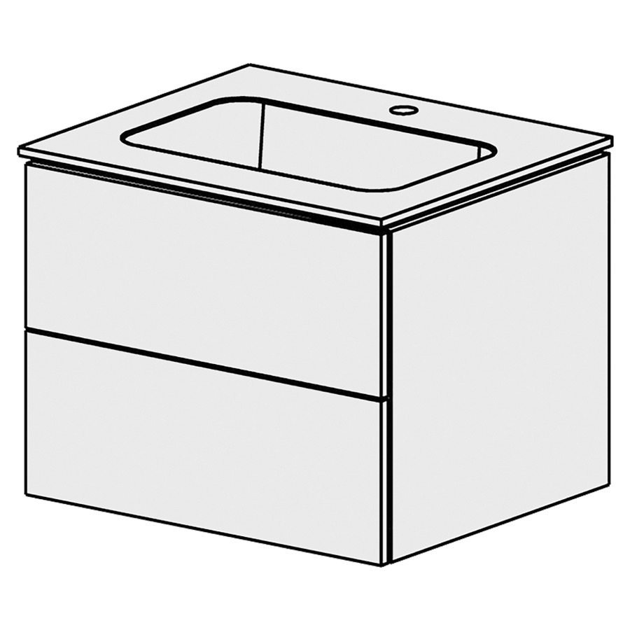 Élément inférieur  Glano Mineral
61 x 47.5 x 51.5 cm
recouvrement Fonte minérale blanc mat
avec lavabo au milieu
élément de tiroir 2&nbsp;tiroirs
tiroirs avec Blumotion
pour siphon à encombrement réduit 
et manchon à emboîter 32 mm