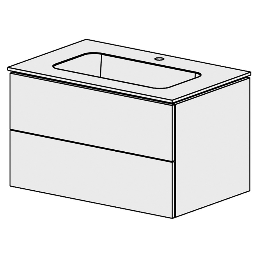 Élément inférieur  Glano Mineral
81 x 47.5 x 51.5 cm
recouvrement Fonte minérale blanc mat
avec lavabo au milieu
élément de tiroir 2&nbsp;tiroirs
tiroir avec Blumotion
pour siphon à encombrement réduit 
et manchon à emboîter 32 mm