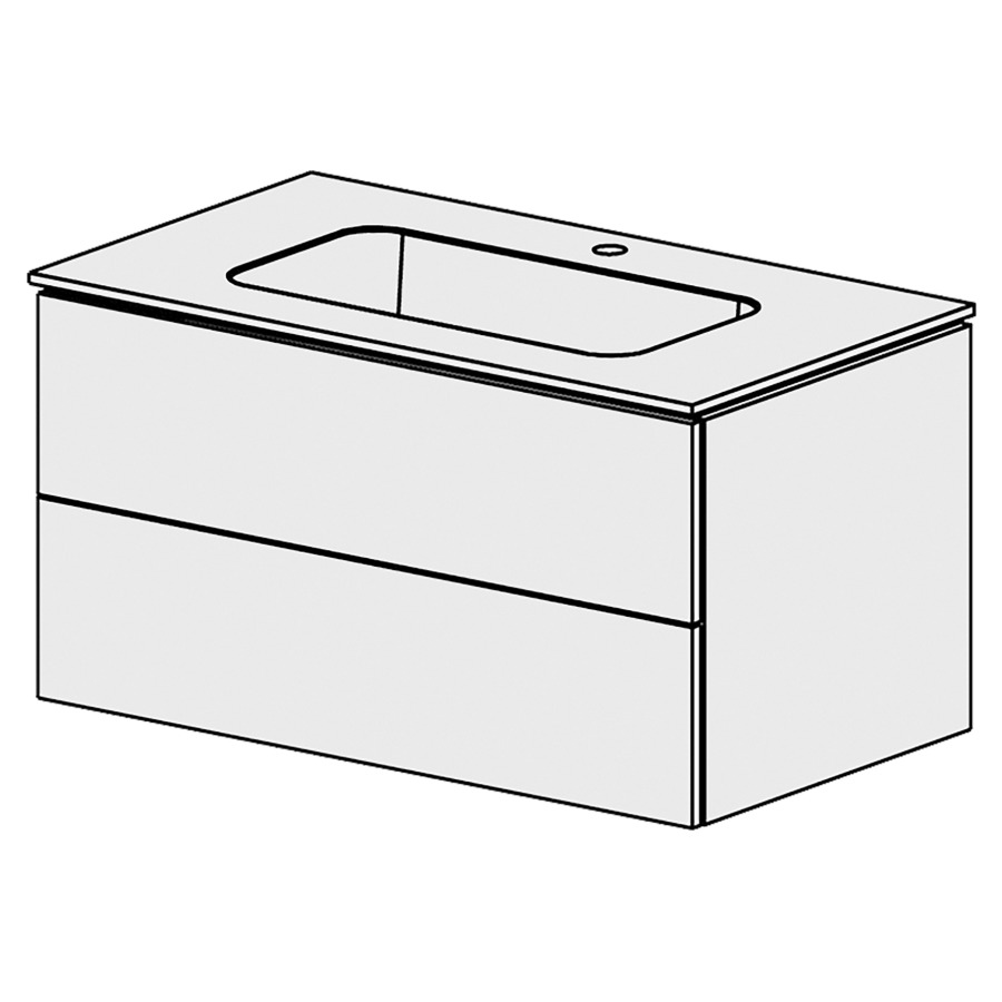 Élément inférieur  Glano Mineral
91 x 47.5 x 51.5 cm
recouvrement Fonte minérale blanc mat
avec lavabo au milieu
élément de tiroir 2&nbsp;tiroirs
tiroirs avec Blumotion
pour siphon à encombrement réduit 
et manchon à emboîter 32 mm