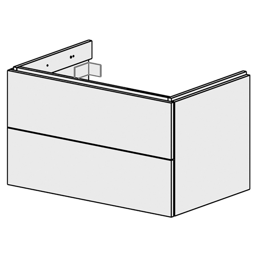 Élément inférieur  Glano Top
80 x 46 x 50.7 cm
pour lavabo au milieu
élément de tiroir 2&nbsp;tiroirs
tiroirs avec Blumotion
pour siphon à encombrement réduit 
et manchon à emboîter 32 mm