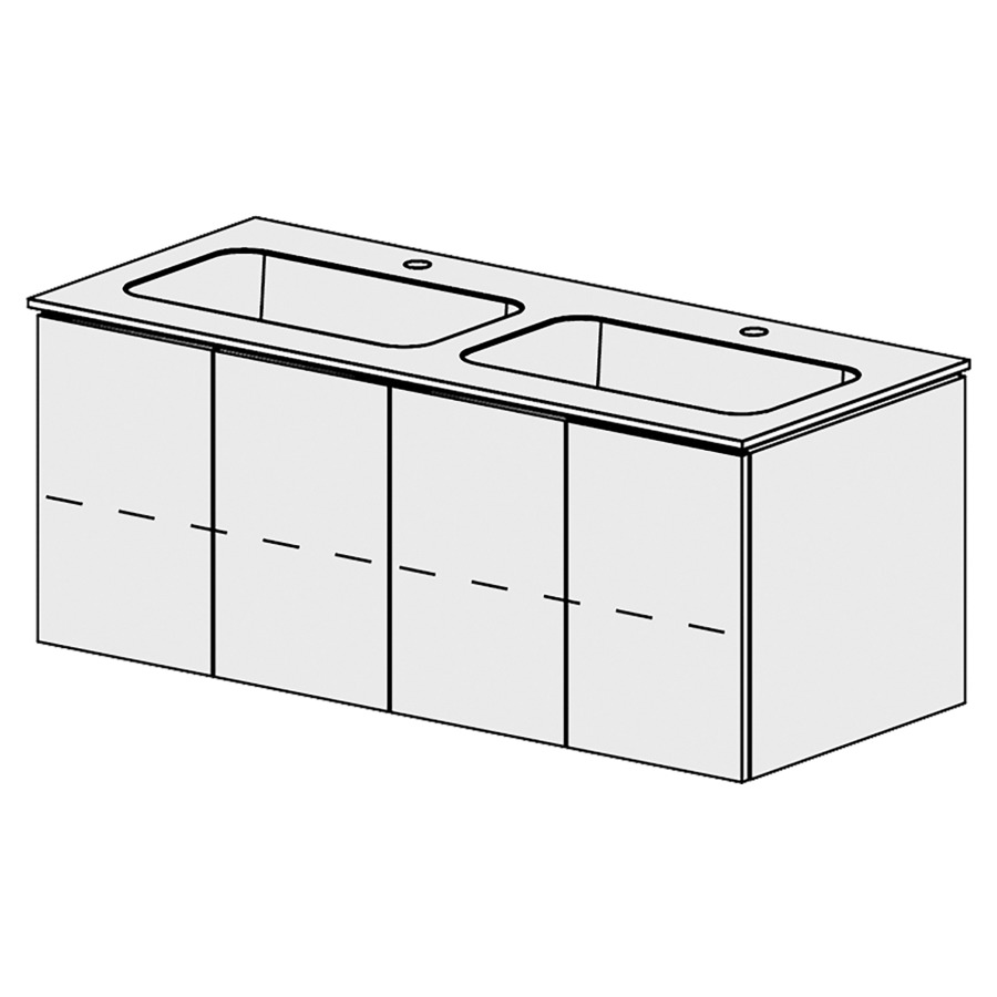 Élément inférieur  Glano Mineral
121 x 57.5 x 51.5 cm
recouvrement Fonte minérale blanc mat
avec 2 lavabos
2&nbsp;armoires de tablette 2&nbsp;portes chacune
2&nbsp;tablettes réglable
portes avec Blumotion
