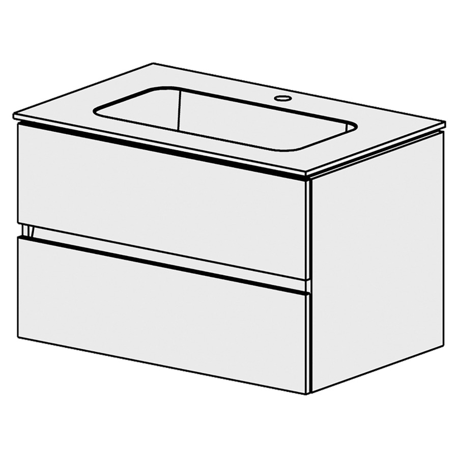 Élément inférieur  Glano Mineral
81 x 50.5 x 51.5 cm
recouvrement Fonte minérale blanc mat
avec lavabo au milieu
élément de tiroir 2&nbsp;tiroirs
tiroirs avec Blumotion
pour siphon à encombrement réduit 
et manchon à emboîter 32 mm