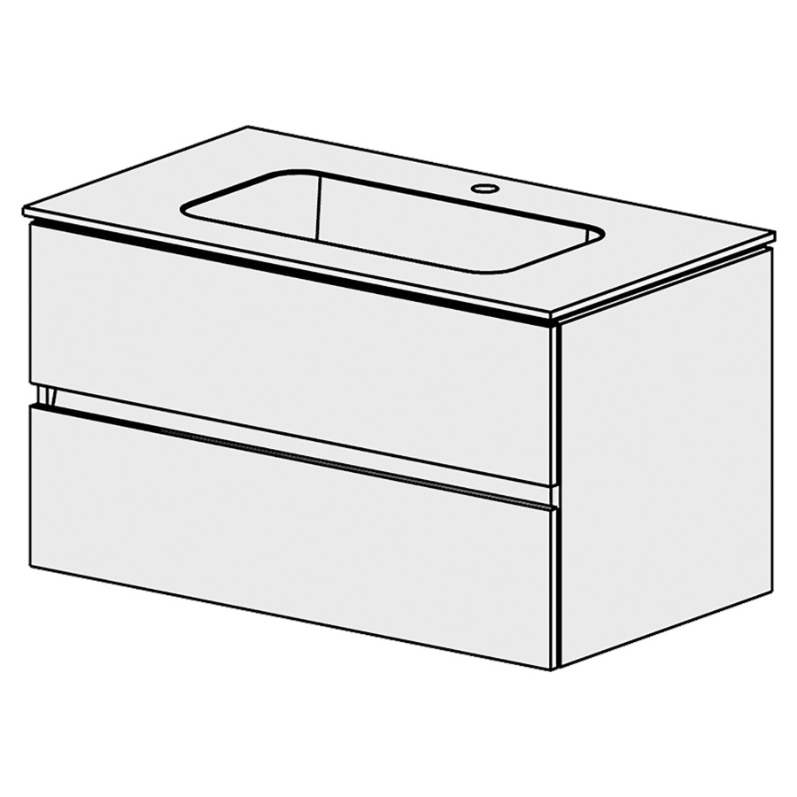 Élément inférieur  Glano Mineral
91 x 50.5 x 51.5 cm
recouvrement Fonte minérale blanc mat
avec lavabo au milieu
élément de tiroir 2&nbsp;tiroirs
tiroirs avec Blumotion
pour siphon à encombrement réduit 
et manchon à emboîter 32 mm
