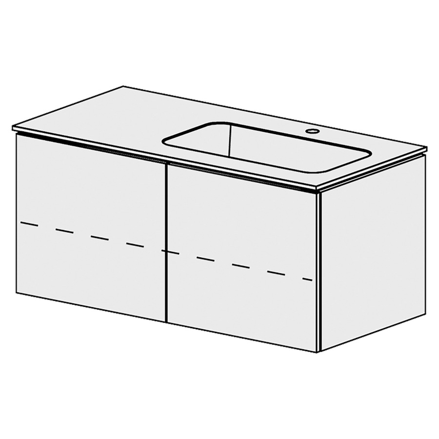 Élément inférieur  Glano Mineral
106 x 57.5 x 51.5 cm
recouvrement Fonte minérale blanc mat
avec lavabo à droite
armoire de tablette 2&nbsp;portes
1&nbsp;tablette réglable
portes avec Blumotion