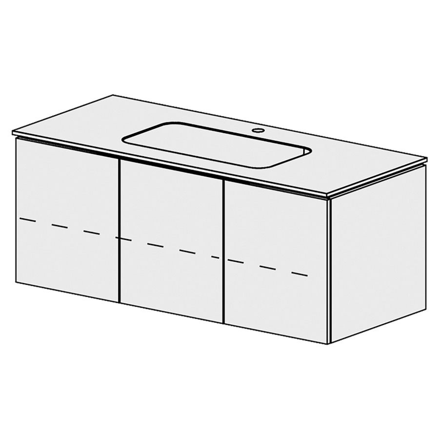 Élément inférieur  Glano Mineral
121 x 57.5 x 51.5 cm
recouvrement Fonte minérale blanc mat
avec lavabo au milieu
2&nbsp;armoires de tablette 3&nbsp;portes
2&nbsp;tablettes réglable
portes avec Blumotion